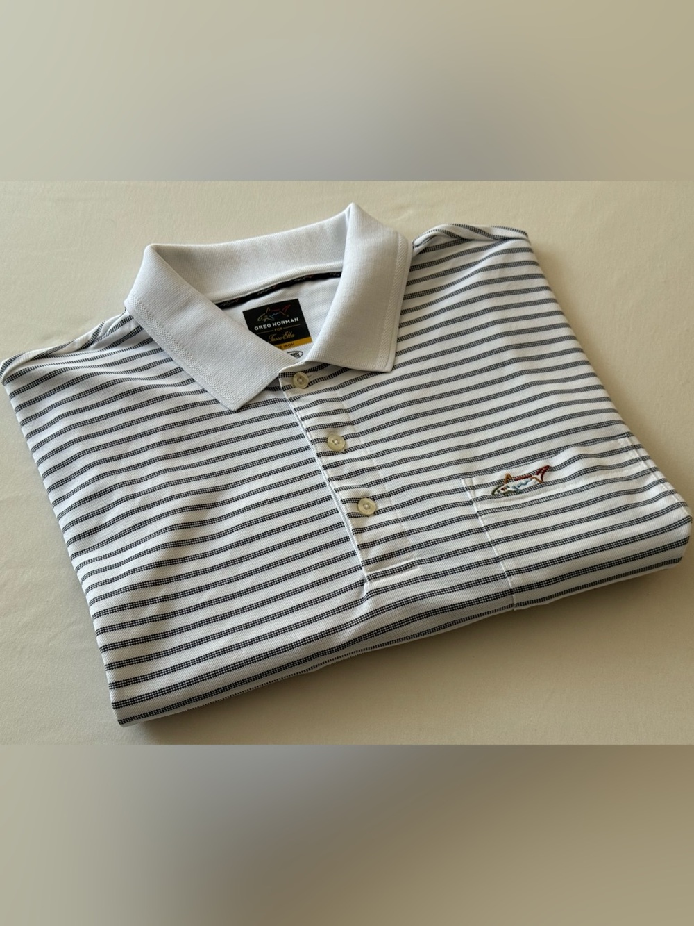 Greg Norman for Tasso Elba Five Iron Men’s Polo Large Striped Golf Shirt